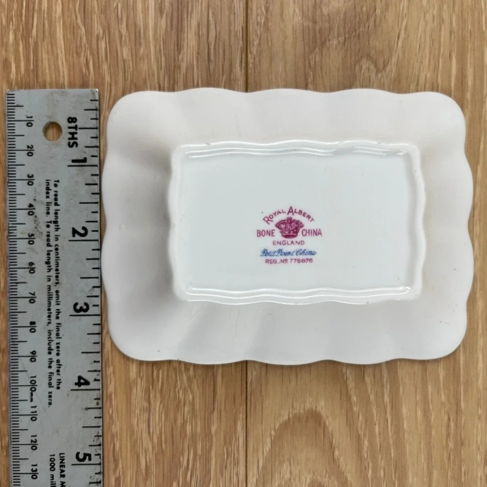 Royal Albert Petit Point China Trinket Dish Floral Cross Stitch England 778676